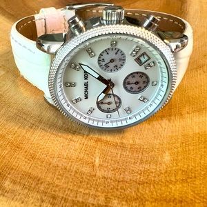 Michael Kors silver watch with snake leather band
